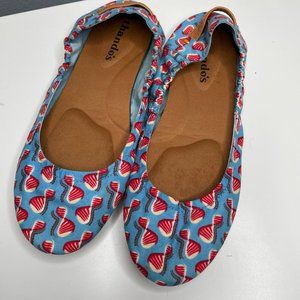 THANDO'S Blue/Red Akonmi Foldable Ballet Flats sz 7